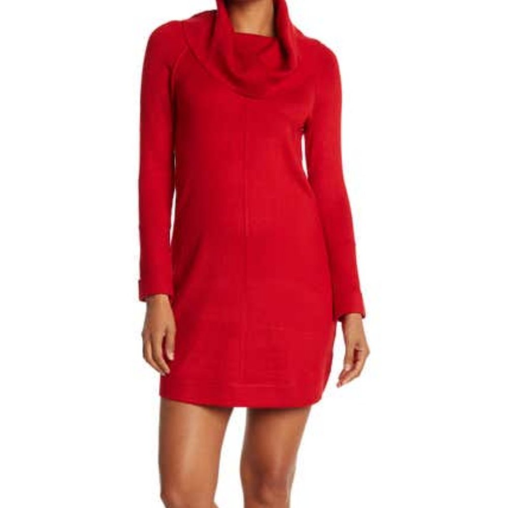 VINCE CAMUTO Cowl Neck Sweater Dress Holiday Red Medium 8-10 NWT HOST PICK ❤️